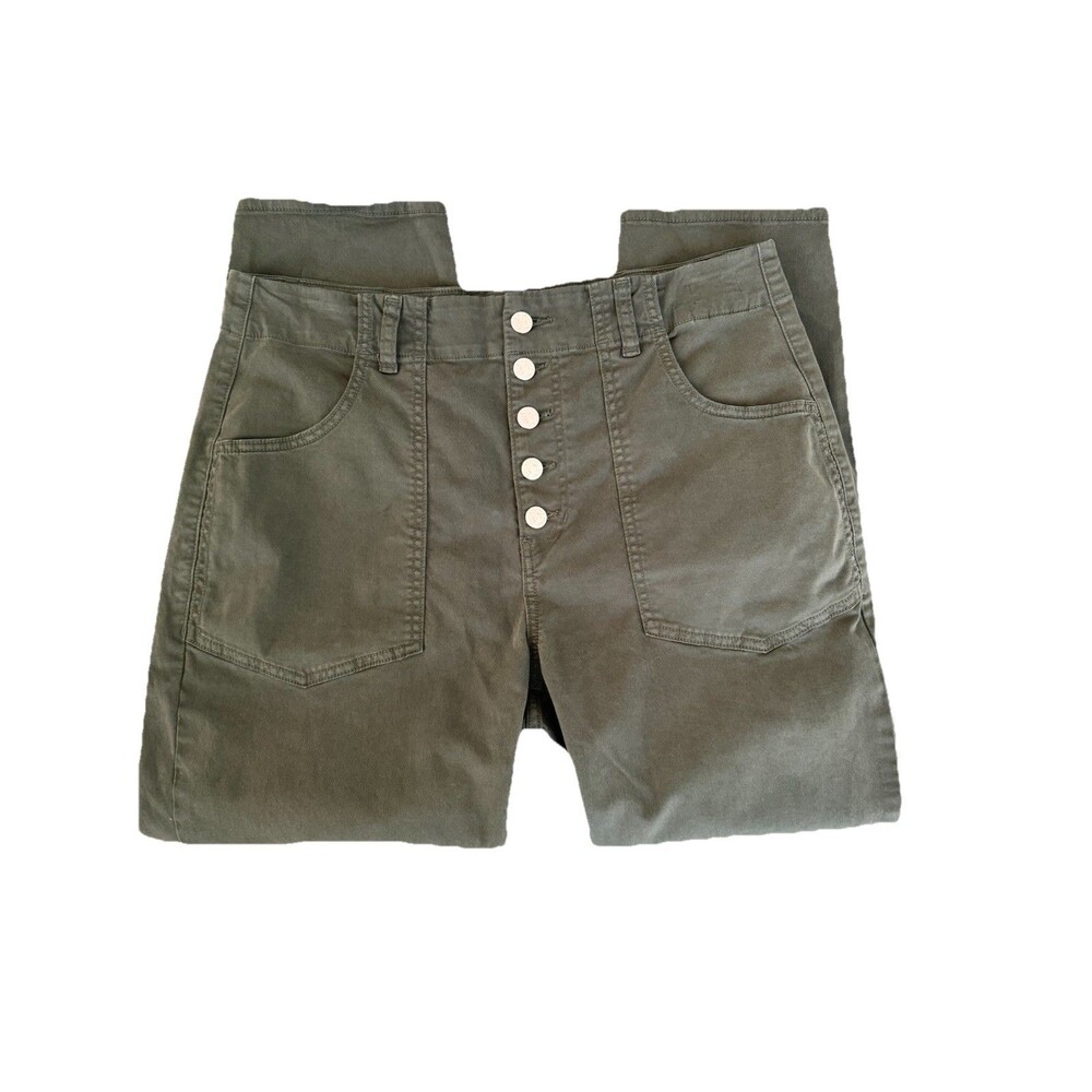 Veronica Beard Jeans Womens 30 Army Green Twill Pants Arya Straight High Rise
